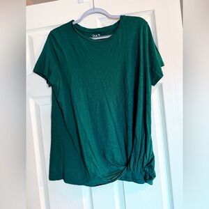 24/7 Maurices Teal Twist-Hem Short Sleeve Top